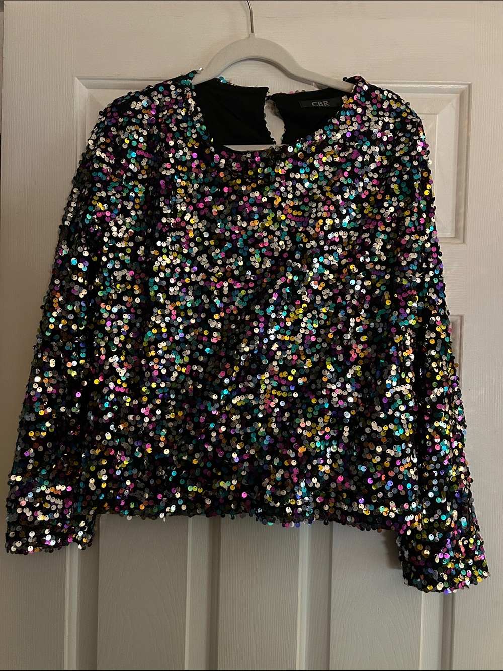 CBR Black Iridescent Sequin Long Sleeve Top